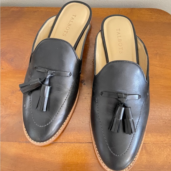 Talbots Black Leather Mule Loafers with Tassels - Picture 8 of 8